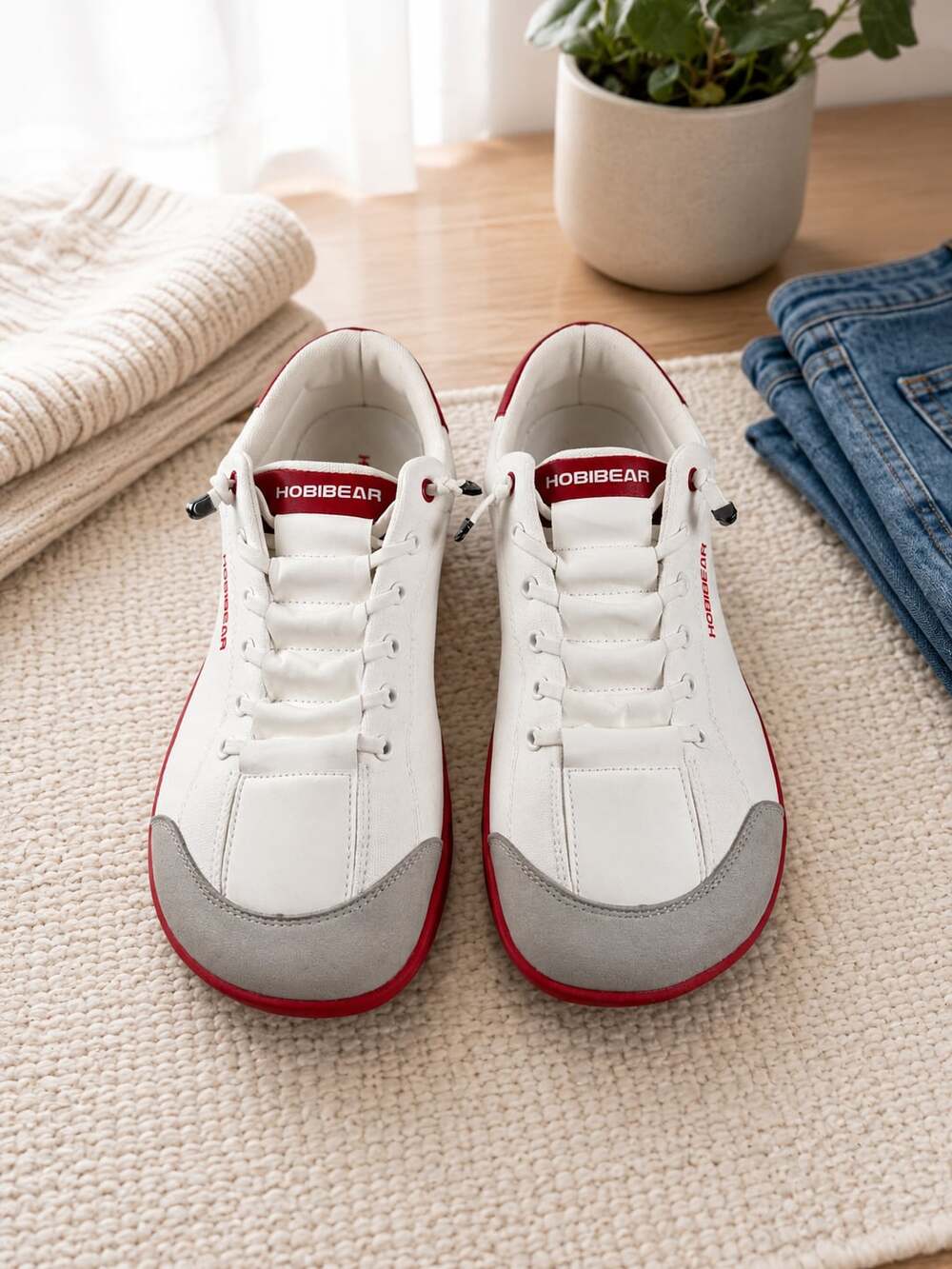 Hobibear Minimalist Barefoot Sneakers White Red EU 45
